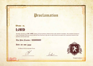 Lordship Title Pack with Free digital certificate